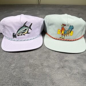 Bajio Performance Snapback Hat w/ Rope Permit and Rooster Adjustable Fishing